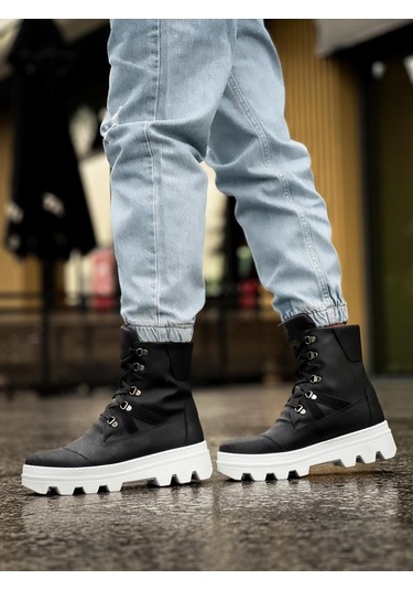 Knack Erkek Spor Bot B14 Siyah Beyaz Taban Siyah Beyaz Taban