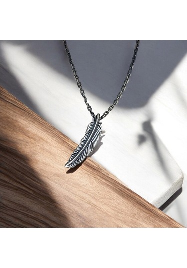 İpek Silver 925 Ayar Gümüş Tüy Unisex Kolye Gümüş
