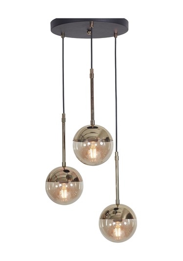 Nova 3 Lü Gold-siyah Metal Gövde Bal Rengi Camlı Tasarım Lüx ... Gold