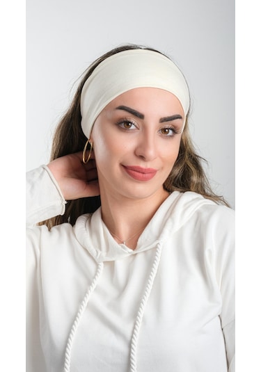 Hürrem Bone Krem Bandana Saç Bandı Viskon Düz 3012 40 Krem