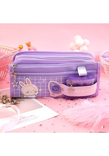 Sevimli Kuromi Desenli Melodi Çocuk Kumbarası Ve Bozuk Para Cüzdanlı İlkokul Öğrencileri İçin Şık Kırtasiye Çantası Mor