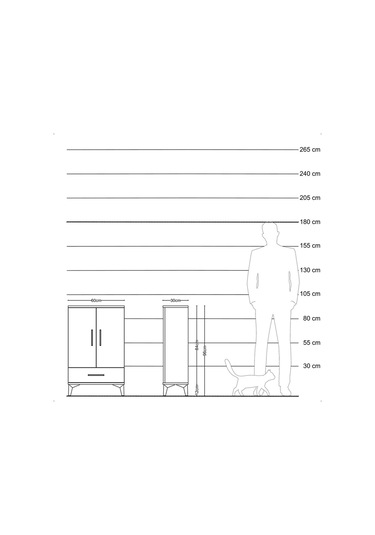 Arges Komodin 2 Raflı Tek Çekmeceli 2 Kapaklı 60x30x96 Antrasit-çam Antrasit