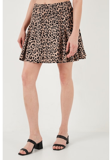 Lela Beli Lastikli Mini Şort Bayan Etek 5864024 Leopar