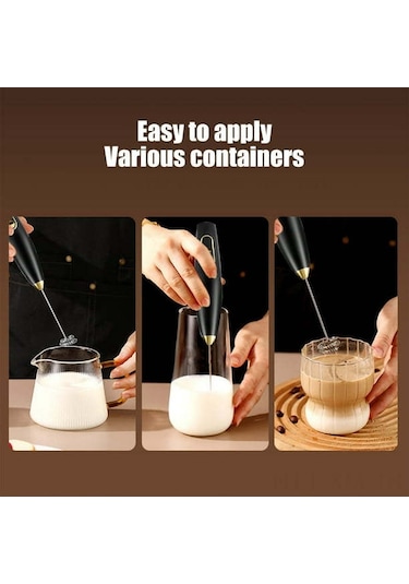 Ximistore9 Usb Şarjlı 3 Seviye Süt Köpükleyici - Kahve, Cappuccino İçin Mini Elektrikli Çırpıcı Batarya Dahil Siyah