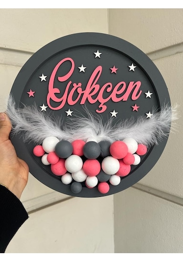 Balonlu Bubble Bebek-Çocuk Odası Kapı ve Duvar Dekorasyonu Ahşap