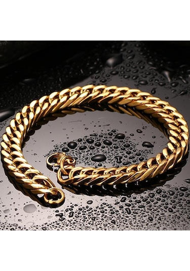 Siyah Erkek Paslanmaz Çelik 8 Mm Link Zinciri Miami Küba Bilezikler Erkek Erkek Çocuklar İçin Hediyeler 1.2 21cm Siyah