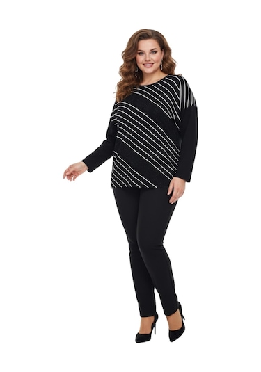 Wearon Kadın Siyah Sıfır Yaka Taşlı Bluz Bgl-st05157 Siyah