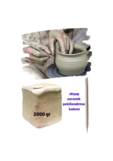 Seramik Hamuru Beyaz Ve Ebeşuar Şekillendirme Kalemi, Doğal Kil 2000 Gr 2 Kg