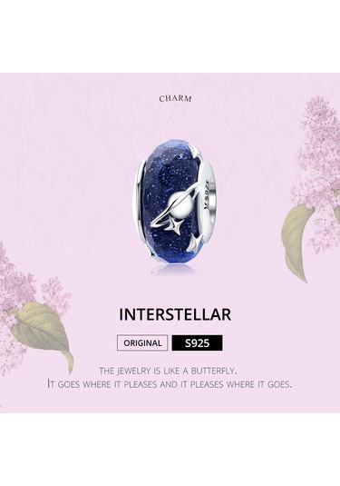 S925 Ayar Gümüş Kolye Yıldızlı Gökyüzü Yönlü Cam Boncuk Mavi Yıldızlararası Gevşek Boncuk Çok Renkli