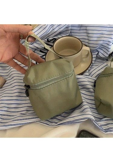 Elmpaly Yeşil Renkli Çok Amaçlı Mini Makyaj Çantası, Ruj Anahtar Şarj Kablosu Saklama Yeşil