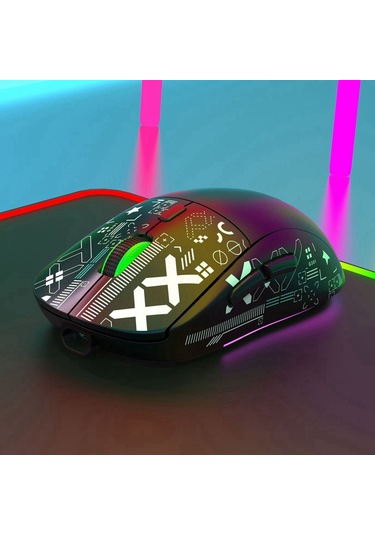 Shineyee Beyaz Rgb Işıklı 3 Modlu Kablosuz Mouse - 5 Seviye Dpı, 2.4g/bt, Type-c Şarj, 500mah Batarya, Taşınabilir Oyuncu Mouse