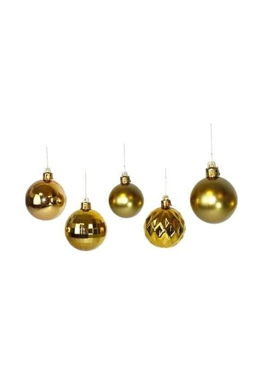 Yılbaşı Topu Karışık Paket Altın Rengi 20li