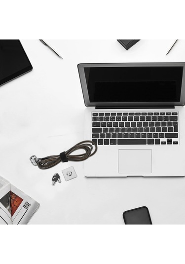 Dizüstü Bilgisayar Kilidi Genişletilmiş Çelik Kablo Siyah Dizüstü Bilgisayar