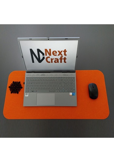 Çalışma Masası Düzenleyici Keçe Bilgisayar Mouse Pedi Masa Üstü Düzenleyici Mat 70x32 Cm Turuncu