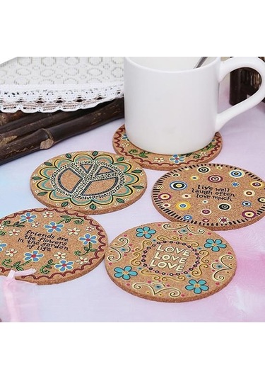 4 Adet İçecek Yalıtım Doğal Bardak Yuvarlak Isı Mat Mantar Bardak Masa Dekoru Diğer