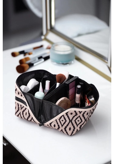 2'li Çok Amaçlı Çanta Ayakkabı Kıyafet Ve Makyaj Çantası Bej