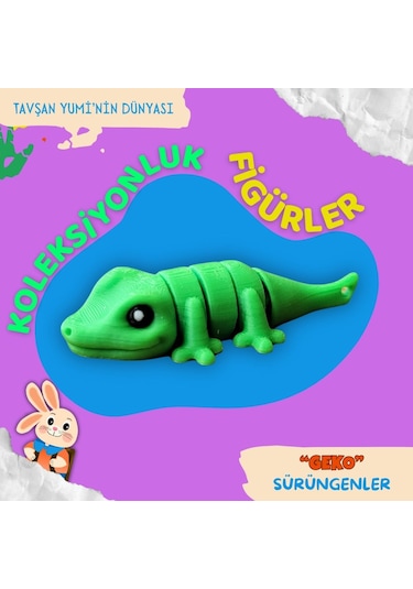 Tavşan Yumi Sürüngenler Koleksiyonu - 4 Parça 5-7 Cm Hareketli Oyuncaklar Ve Bilgilendirici Kartlar "