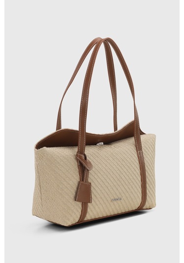 Doğal Hasır Görünümlü Kapaklı Bowling Omuz Çantası 270 Hasır