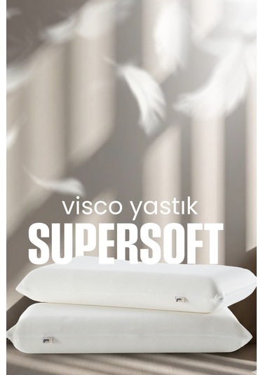Büyük Boy Visco Yastık - Ortopedik Yastık - Süper Soft Uzun Visco Yastık - Hava Alabilir Kumaş Beyaz