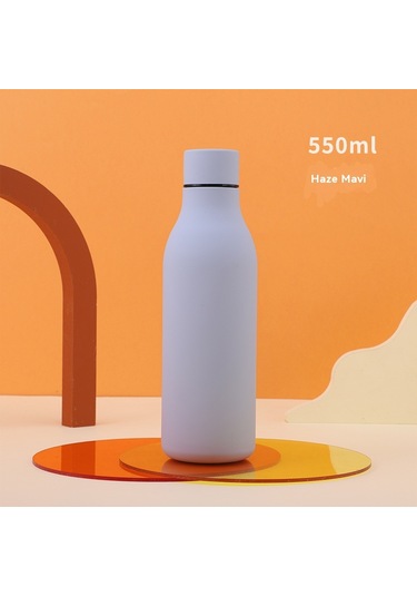 Paslanmaz Çelik 304 Spor Kauçuk Boya Isı Koruma Ve Soğuk Koruma Su Bardağı MAvi