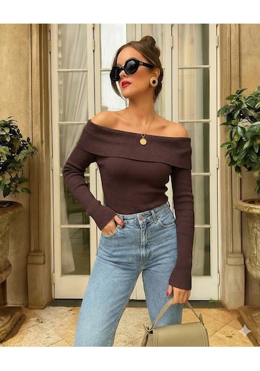 Madonna Yaka Kaşkorse Kadın Body Mürdüm