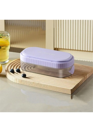 Dianziye 18 Bölmeli Silikon Buzluk, Basınçlı Tasarım, Kapaklı, Hijyenik Buz Çıkartma, Ev Fırın Gereci, Mor Çok Renkli