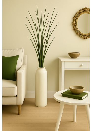 Gerçek Kurutulmuş Ağaç Dalı Zeytin Yeşili El Boyaması 100 Cm