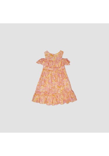 Kız Çocuk Fırfır Detaylı Desenli Elbise 2411gk26045-4357 001