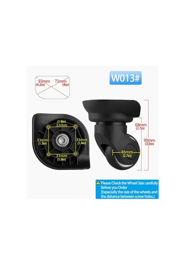 Dashanshop 2 Çift Evrensel Bagaj Tekerleği Aksesuarı Siyah 4 Parça