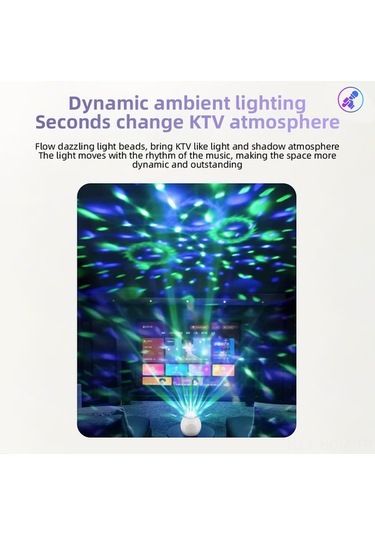 Besthome1 Beyaz Led Işıklı Bluetooth Hoparlör, Mikrofonlu Ktv Seti - Ev Ve Parti İçin Mükemmel