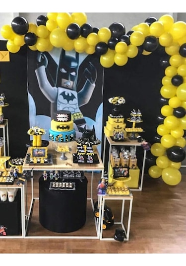 Batman Temalı Doğum Günü Balon Zinciri  100 Adet Balon ve Batman