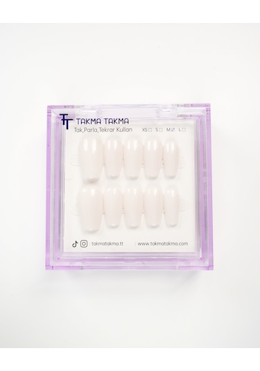 15'li Krem Rengi Orta Balerin Obl1542 Tekrar Kullanılabilir El Yapımı Protez Takma Tırnak M