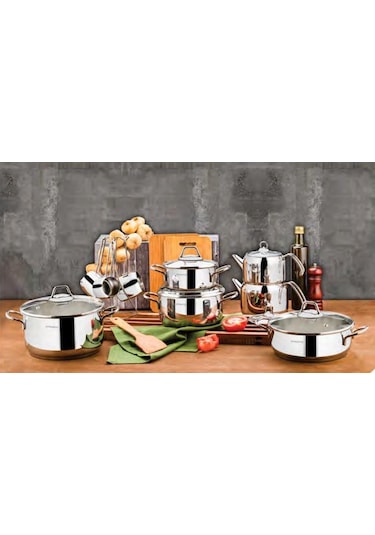 EvimSaray Çeyiz Seti Paslanmaz Çelik 16 Parça Asude Sade