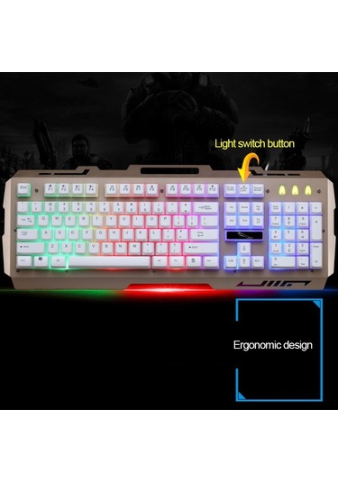 Chasing Leopard G700 Usb Rgb Arka Işıklı Kablolu Optik Oyun Fare Ve Klavye Seti, Klavye Kablolu Uzunluğu: 1.35m, Fare Kablolu Uzunluğu: 1.3m Beyaz Optik