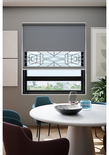 Perdea Lazer Kesim Mat Stor Perde, Lazer Kesimli Klasik Serisi, C-9005 Gri Renk