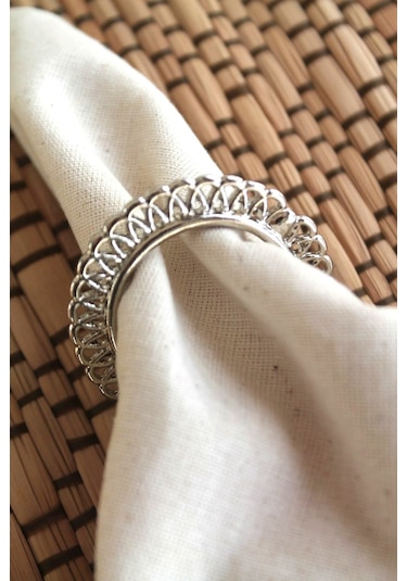6 Adet Metal Wavy Gümüş Peçete Yüzüğü