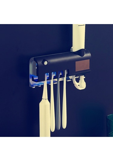 Sones Ultraviyole Diş Fırçası Sterilizatörü Banyo Duvara Monte Diş Fırçası Tutucu Siyah Diğer