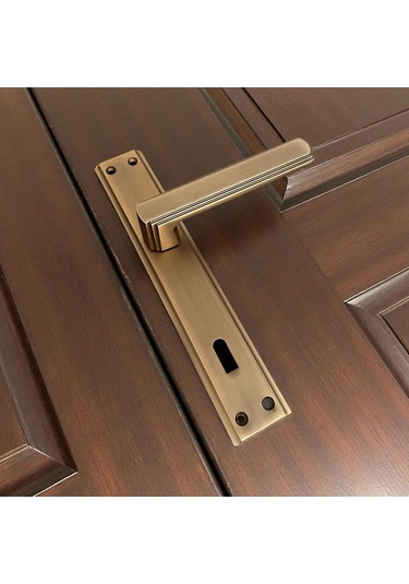 İbiza Mat Antik Sarı Full Zamak Elegant Aynalı Oda Kapı Kolu 1 Takım