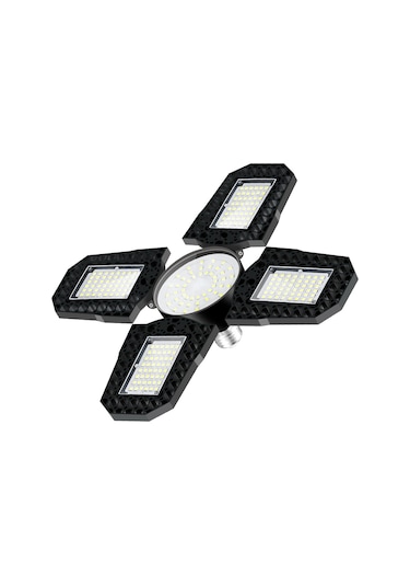 Dianziye E27 100w Endüstriyel Led Lamba, Katlanabilir Dört Bladeslı, Su Geçirmez, 6000k Soğuk Beyaz, Garaj Ve Atölye Aydınlatması