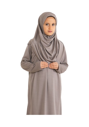 İki Parça Çocuk Elbisesi Seti Eşarp İle Takım Taba