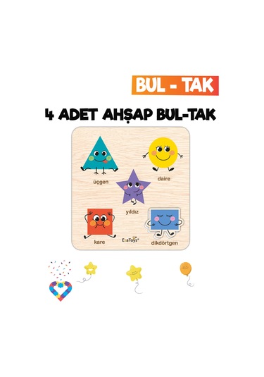 Eğitici 4 Adet Bul-tak Oyuncak Hayvanlar, Orman Hayvanları , Raka