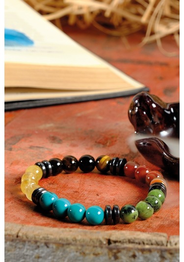 Ssilhoutte Doğaltaş Sertifikalı Başak Burcu Kadın&erkek Doğal Taş Bileklik Kaplangözü,sitrin,yeşim,turkuaz,akik Hematit Çok Renkli