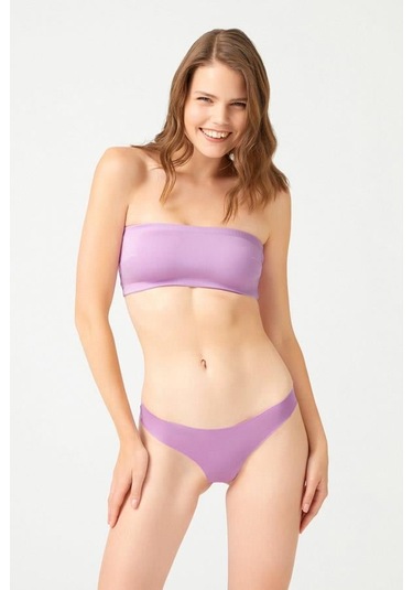 Straplez Crop Top Büstiyer Lila Lila