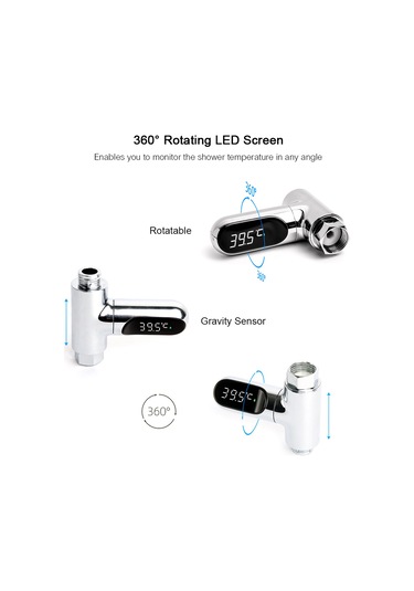 Neevoyu Bebek Duş Sıcaklık Ölçerü - Led Ekranlı, 0-100 C Aralığı, C/ F Dönüşümü, 360 Dönebilen, Abs Malzeme