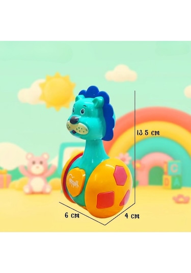 Sevimli Aslan Hacıyatmaz Oyuncak Sarı - Sesli Ve Çıngıraklı Sallanan Bebek Denge Oyuncağı
