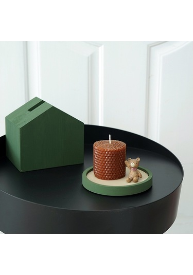 Sones Masaüstü Sığ Depolama Tepsisi Çeşitli Eşya Tepsisi Mücevher Sergileme Tepsisi, Üçgen Yeşil Lotus