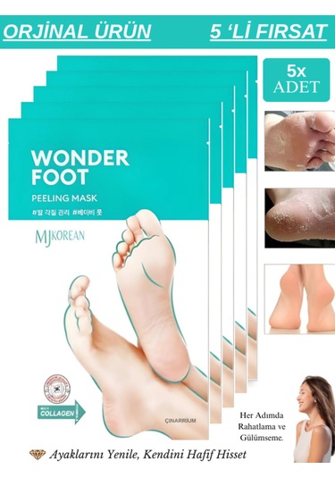 Ölü Deri Ve Çatlaklar Için Soyulabilen Ayak Peeling Maskesi 50ml Wonder Foot Peeling Mask 5x
