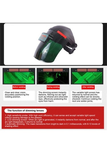 Flybuy Pratik Güneş Enerjili Otomatik Kararan Kaynak Maskesi, Yüz Koruması, Kaynak Kaskı Lensi, Cr927 Pil, Siyah, 10,8x5,0 Cm