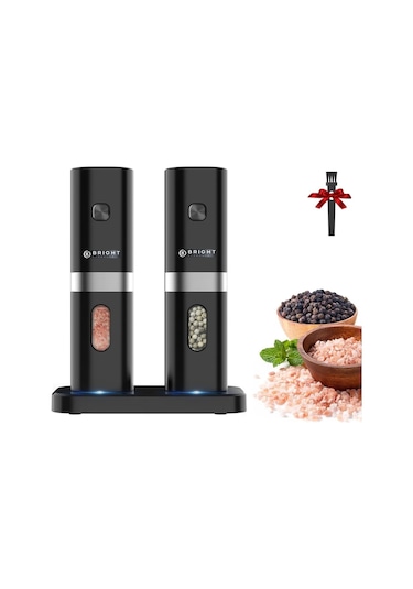 Bright Elegance BE-2220 2'li Standlı Pilli LED Işıklı Otomatik Tuz ve Karabiber Öğütücü