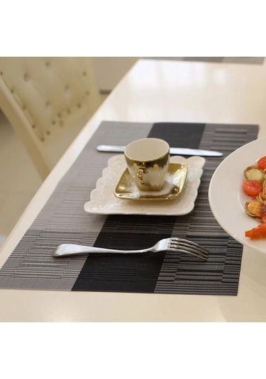 Gri 4 Adet Set Masa Mat Geometrik Pvc Placemat Mutfak Masa Örtüleri Ped Fincan Bardak Kahve Yemek Masası Peçeteler Ev Dekor Gri